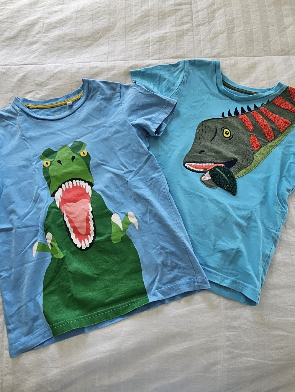 Mini Boden T-Rex Graphic & Diplodocus Applique Dinosaur T-Shirts Bundle, 7-8